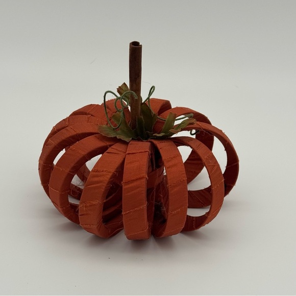 Satin Wrapped Pumpkin Decor Fall Decorations Autumn Halloween Orange New - Picture 3 of 7